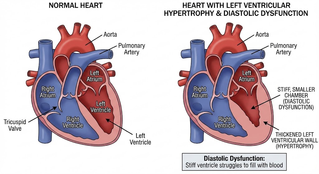 left ventricular hypertrophy and diastolic dysfunction